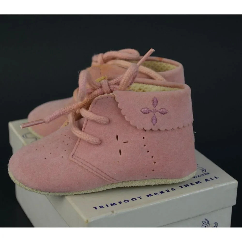 Trimfoot Baby Deer Shoes Pink Creeper 6-9 Months In Box